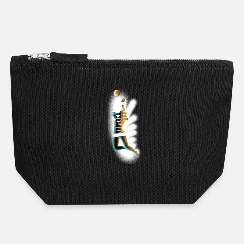 volleyball - Pochette zippée en toile 18 x 19 cm - noir