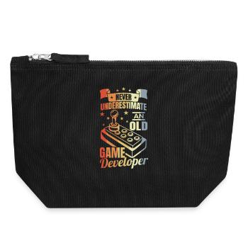 Game Developer Grandpa - Canvas Zip Pouch 18 x 19 cm - black - Front