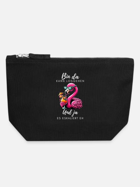 Flamingo Cocktail Party - Canvas Reißverschluss-Täschchen (18 x 19 cm) - Schwarz