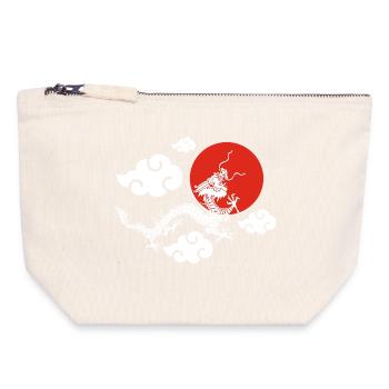L'envol du dragon blanc - Pochette zippée en toile 18 x 19 cm - blanc naturel - Devant