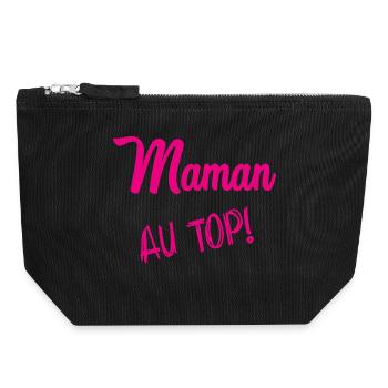 BONNE FÊTE MAMAN. MAMAN - Pochette zippée en toile 18 x 19 cm - noir - Devant