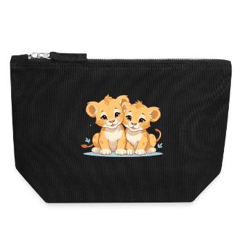 Lion cubs - Canvas Zip Pouch 18 x 19 cm - black - Front