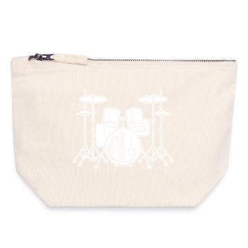 Drum Set Drawing - Canvas Zip Pouch 18 x 19 cm - nature - Front