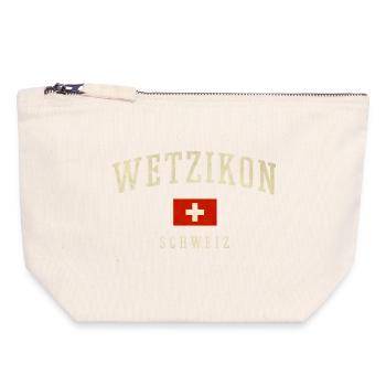 Wetzikon Schweiz Flaggenlogo - Canvas Reißverschluss-Täschchen (18 x 19 cm) - Naturweiß - Vorne