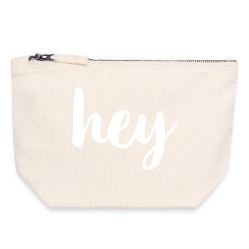Hey greeting hello - Canvas Zip Pouch 18 x 19 cm - nature - Front