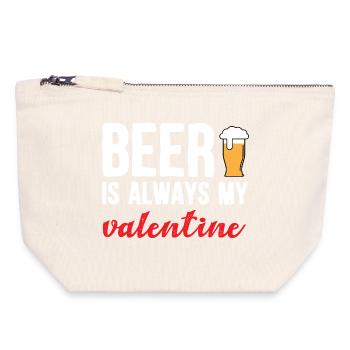 La bière est mon art de bière artisanale drôle de Saint-Valentin - Pochette zippée en toile 18 x 19 cm - blanc naturel - Devant