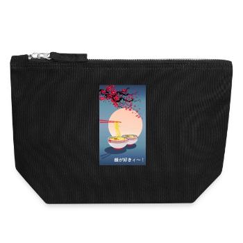 Oriental Japanese Art | Noodle | Ramen - Canvas Zip Pouch 18 x 19 cm - black - Front