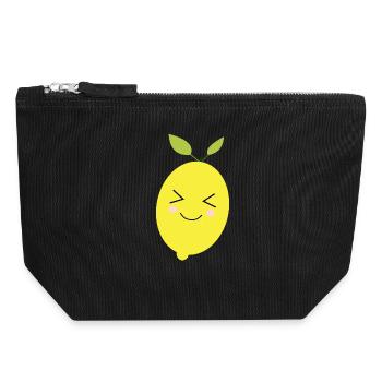 Zitrone Limone Limette Frucht Früchte vegan - Canvas Reißverschluss-Täschchen (18 x 19 cm) - Schwarz - Vorne