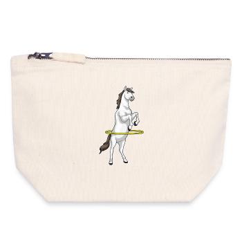 Gymnastique d’entraînement par cerceau pour chevaux - Pochette zippée en toile 18 x 19 cm - blanc naturel - Devant