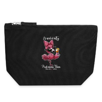 Flamingo es eskaliert Mädelsabend Party - Canvas Reißverschluss-Täschchen (18 x 19 cm) - Schwarz - Vorne