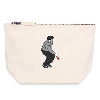 Petanque Player Right-Handed - Canvas Zip Pouch 18 x 19 cm - nature - Front