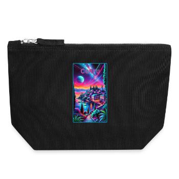 Corfu Greece cities design - Canvas Zip Pouch 18 x 19 cm - black - Front