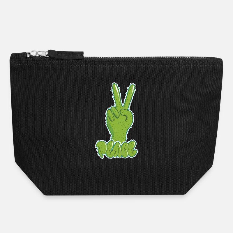 Graffiti Peace - Canvas Reißverschluss-Täschchen (18 x 19 cm) - Schwarz