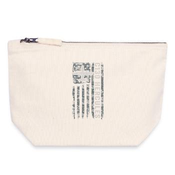 Camouflage militaire du drapeau américain du Hercule C130 - Pochette zippée en toile 18 x 19 cm - blanc naturel - Devant