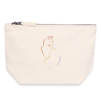 Cat Drawing Vintage - Canvas Zip Pouch 18 x 19 cm - nature - Front