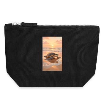 Plage des Tortues de mer - Pochette zippée en toile 18 x 19 cm - noir - Devant