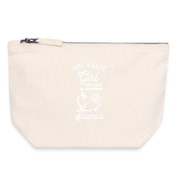 Just A Cute Girl Who Loves Science Funny Nerd  - Canvas Zip Pouch 18 x 19 cm - nature - Front
