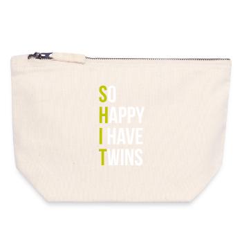Je suis tellement heureuse d’avoir des jumeaux - Pochette zippée en toile 18 x 19 cm - blanc naturel - Devant