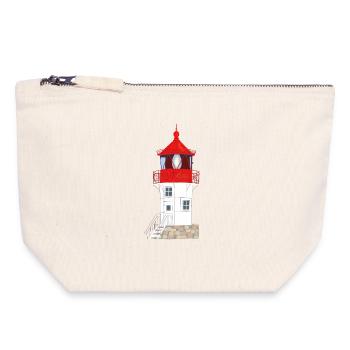 Île de Hiddensee, phare Gellen, pas de texte - Pochette zippée en toile 18 x 19 cm - blanc naturel - Devant