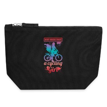 Never underestimate a cyclist girl - Canvas Zip Pouch 18 x 19 cm - black - Front