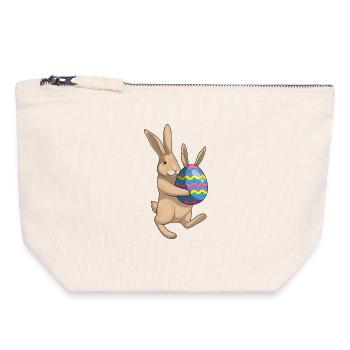 Oreilles de lapin de Pâques de lapin - Pochette zippée en toile 18 x 19 cm - blanc naturel - Devant