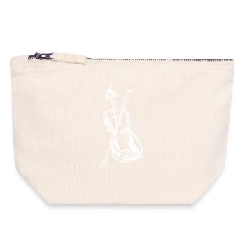 Violin Drawing - Canvas Zip Pouch 18 x 19 cm - nature - Front