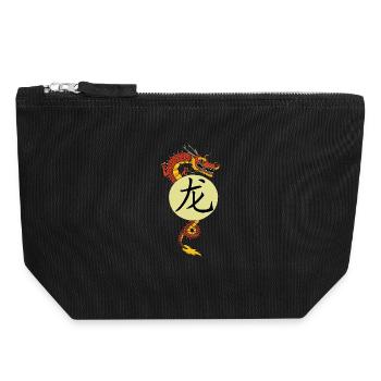 Chinese Red Dragon - Canvas Zip Pouch 18 x 19 cm - black - Front