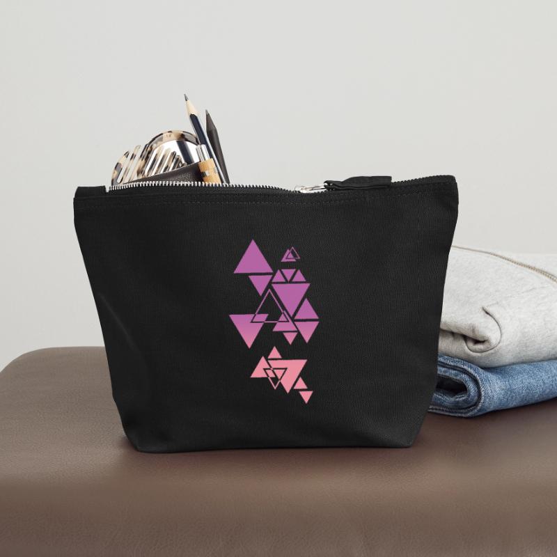 Gradient Triangle Pattern Pink Canvas Zip Pouch 18 x 19 cm