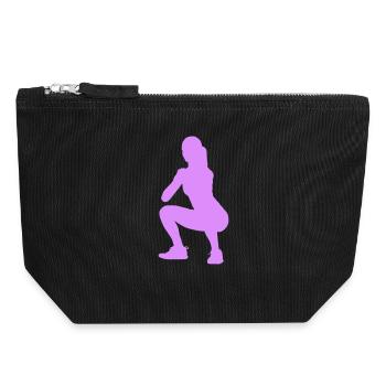 Squat Silhouette Figur - Canvas Reißverschluss-Täschchen (18 x 19 cm) - Schwarz - Vorne