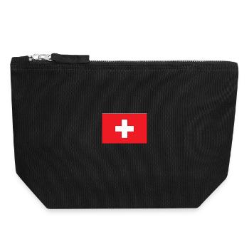 Minimalistische Schweizer Flagge - Canvas Reißverschluss-Täschchen (18 x 19 cm) - Schwarz - Vorne