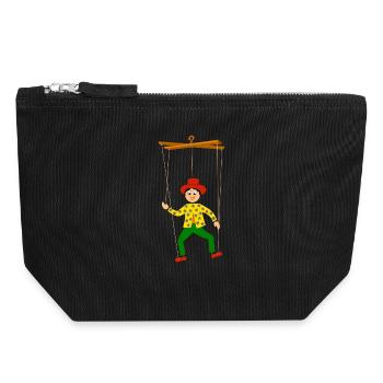 kinder marionette lustig - Canvas Reißverschluss-Täschchen (18 x 19 cm) - Schwarz - Vorne