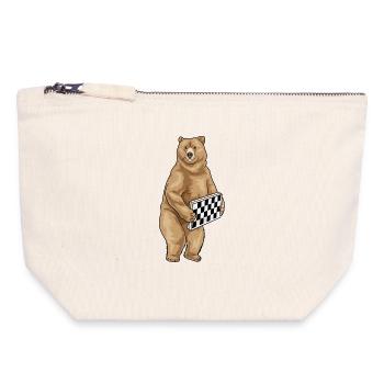 Jeu d’échecs Bear Chessboard - Pochette zippée en toile 18 x 19 cm - blanc naturel - Devant