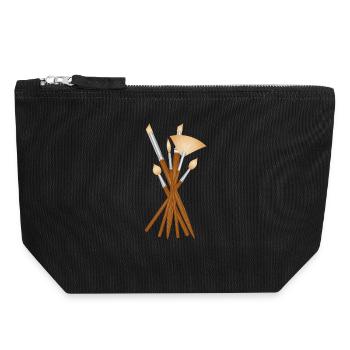 Artist brush set in different shapes - Canvas Zip Pouch 18 x 19 cm - black - Front