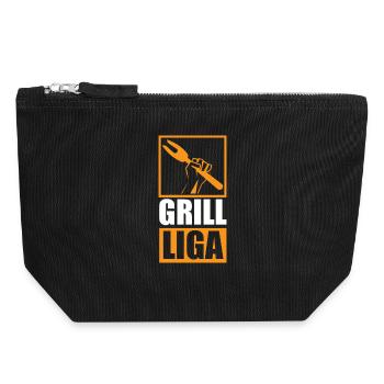 Grill Liga / Lustiges BBQ Design, Grillen - Canvas Reißverschluss-Täschchen (18 x 19 cm) - Schwarz - Vorne