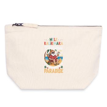 Noël hawaïen Mele Kalikimaka - Pochette zippée en toile 18 x 19 cm - blanc naturel - Devant