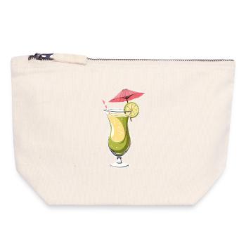 Cocktail tropical au citron vert - Pochette zippée en toile 18 x 19 cm - blanc naturel - Devant
