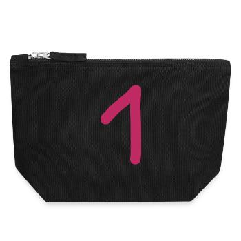 1 Nummer eins Zahl rosa rot Geburtstag - Canvas Reißverschluss-Täschchen (18 x 19 cm) - Schwarz - Vorne