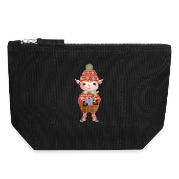 zauberhafter süßer Weihnachtself mit Geschenk - Canvas Reißverschluss-Täschchen (18 x 19 cm) - Schwarz - Vorne
