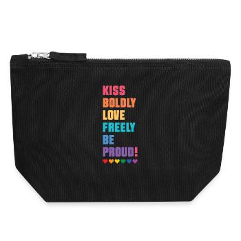 LGBTQ Pride Month - Kiss Boldly, Love Freely - Canvas Zip Pouch 18 x 19 cm - black - Front