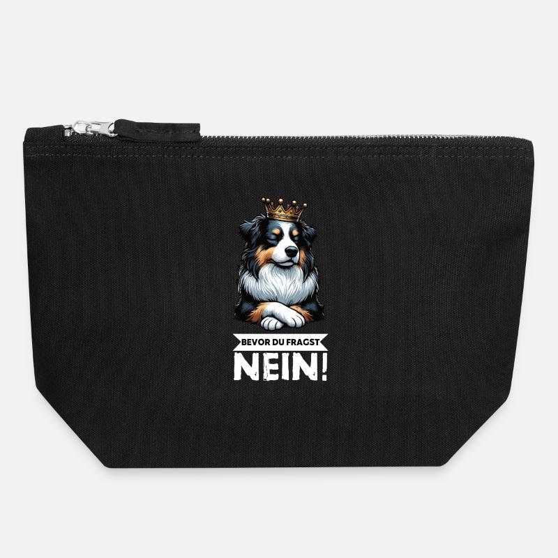 Before you ask: Australian Shepherd Aussie Aussie - Canvas Zip Pouch 18 x 19 cm - black