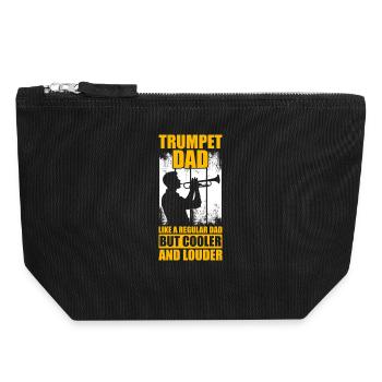 Père tromboniste Trompettiste - Pochette zippée en toile 18 x 19 cm - noir - Devant