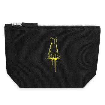 Katzen Silhouette Gold Optik  - Canvas Reißverschluss-Täschchen (18 x 19 cm) - Schwarz - Vorne