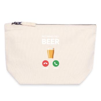Bier Incoming Call Beer JGA Herren Männerabend - Canvas Zip Pouch 18 x 19 cm - nature - Front