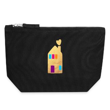 House Gold Window Hearts Home Home Hygge - Canvas Zip Pouch 18 x 19 cm - black - Front
