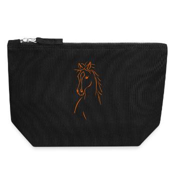 Elegante Pferdesilhouette - Canvas Reißverschluss-Täschchen (18 x 19 cm) - Schwarz - Vorne