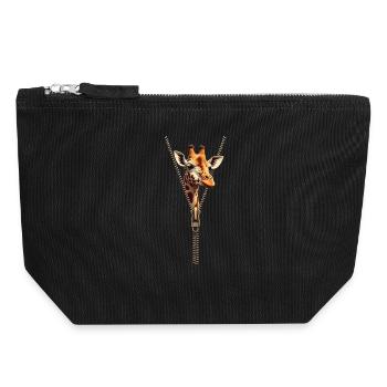 Stylized Giraffe with Zipper - Canvas Zip Pouch 18 x 19 cm - black - Front