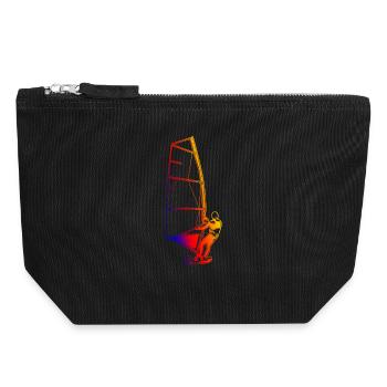 Retro Windsurfer - Canvas Zip Pouch 18 x 19 cm - black - Front
