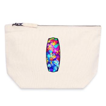 Planche de surf, Surf, Wakeboard, Sports nautiques, Wakesurf - Pochette zippée en toile 18 x 19 cm - blanc naturel - Devant