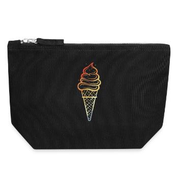 Cornet de crème glacée croquis style rétro - Pochette zippée en toile 18 x 19 cm - noir - Devant