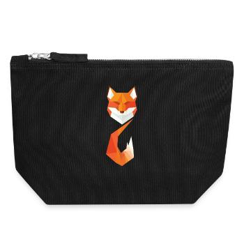 Modern Geometric Fox - Canvas Zip Pouch 18 x 19 cm - black - Front